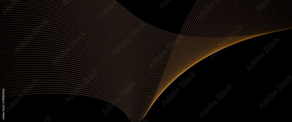 Poster vector abstract gold light lines on black background luxury minimalist simple gradient style design.