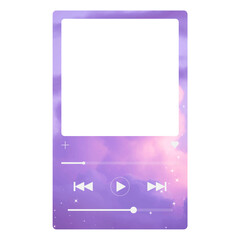 Music player png frame sticker, purple aesthetic design, transparent design