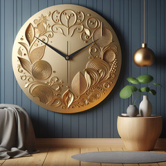 ZHAOLEI Chinese-Style Leaf Metal Wall Clock Living Room Fashion Mute Hanging Home Personality Wind Clock.