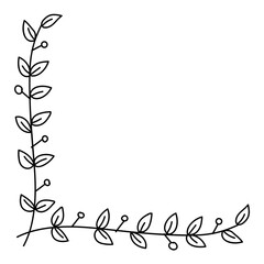 Png sticker botanical border, doodle vintage style