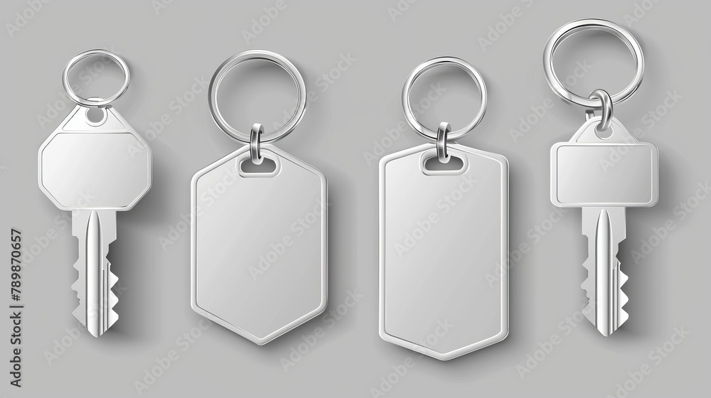 Aufkleber an empty rectangular frame tag and magnetic label for branding and advertising of silver key chair r