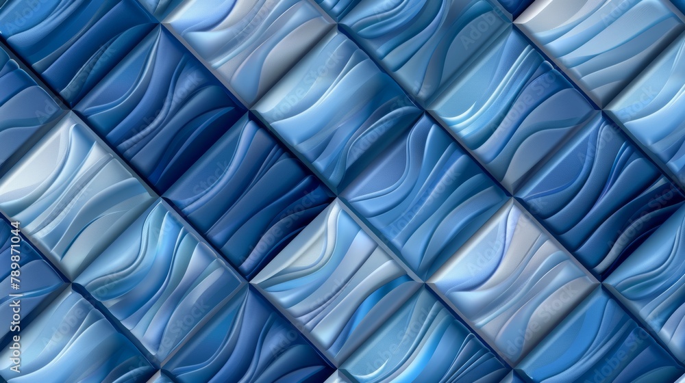 Poster an abstract seamless pattern of geometric tiles with repeating striped squares. the pattern may be u