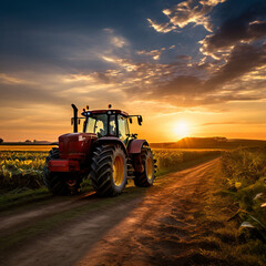 Fototapeta premium tractor on the field