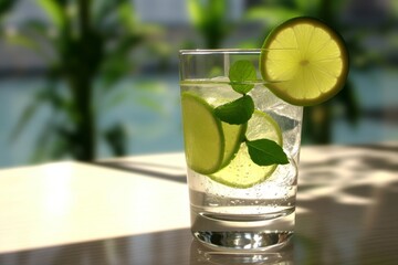 High-quality illustration of a modern sparkling water dispenser in contemporary setting
