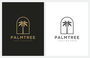 Palm Tree Gold Black logo vector icon 