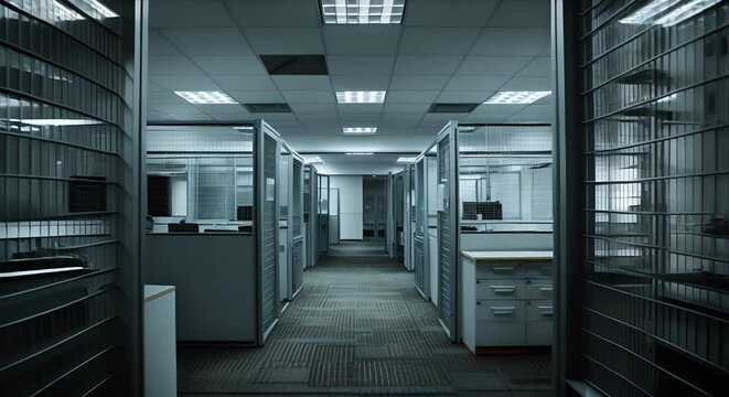 Visualization of an office cubicle transforming into a cage, symbolizing feelings of being trapped