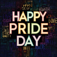 Fototapeta na wymiar Celebrate Happy Pride Day with Typography, colorful painted rainbow with text happy pride day month of june 2024, pride month for lgbtq community celebration in june, human right equality ai generativ
