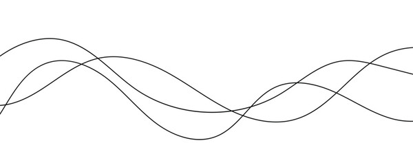 Wave lines vector illustration. Curve wave seamless pattern. Line art striped graphic template.
