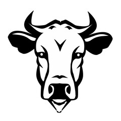 vector cow head, isolated black and white cow.