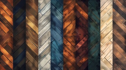 Game background textures of color wood parquet. Modern seamless patterns of top view of wooden floor surface, old vintage laminate wood panels.