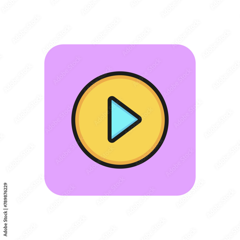 Poster icon of play button. launching, record, forward. interface concept. can be used for topics like mult