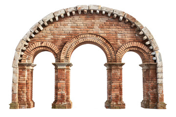 Naklejka premium ancient roman aqueduct, brick wall, a grand entryway, isolated on a transparent background.