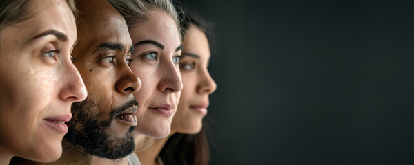 Profile view of diverse people showing unity in diversity.