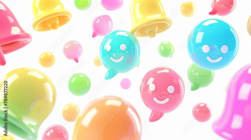 Poster isolated news and income message balloons with 3d render notification speech bubbles. dialogue and c