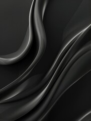 Black abstract 3D graphic of a flowing liquid. - obrazy, fototapety, plakaty
