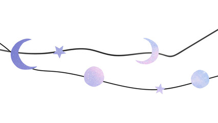 Space bunting png transparent background, purple galaxy illustration