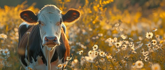 a cow in a field for grazing