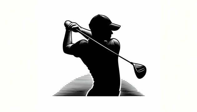 black golfer picture white background