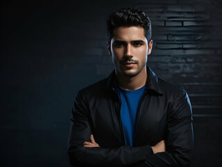 Confident Young Man in Leather Jacket