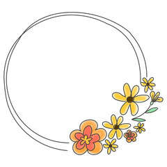 Cute doodle floral wreath transparent png