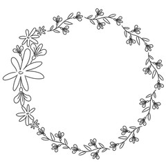 Cute doodle floral wreath transparent png