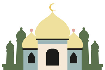 Png pastel mosque design element for Islamic Ramadan and Eid festivals illustration