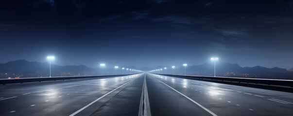 Empty highway at night, generated ai