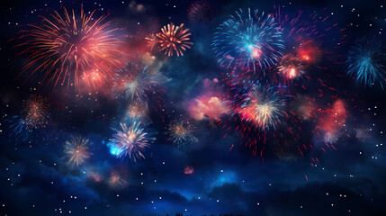 Fototapeta premium Fireworks background for celebration, holiday celebration concept