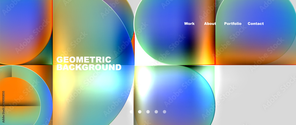 Poster a colorful geometric pattern of circles in electric blue and azure hues, resembling a meteorological