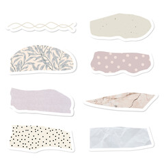 Pastel pattern and texture banner set transparent png