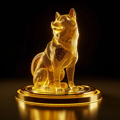 Dogecoin, Shiba Inu, virtual currency, cryptocurrency market, meme-fueled hype, 3D render, Silhouette lighting, Vignette