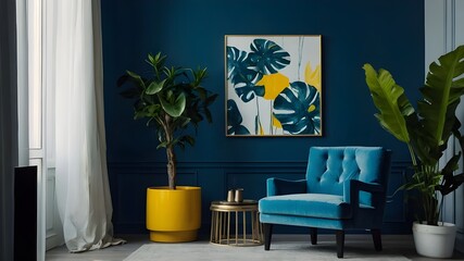 Classic Interior Design with Comfortable Sofa and Elegant Furniture, Classic Interior Room Featuring Luxurious Furniture and Wooden Accents, Comfortable Sofa and Stylish Armchair in Classic Interior D