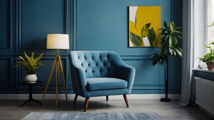 Classic Interior Design with Comfortable Sofa and Elegant Furniture, Classic Interior Room Featuring Luxurious Furniture and Wooden Accents, Comfortable Sofa and Stylish Armchair in Classic Interior D