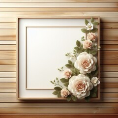 Template with wooden frame and floral ornaments
