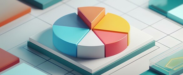 Obraz premium an illustration showcasing the proportionate distribution of investments across various asset classes with a 3D pie chart. generative AI