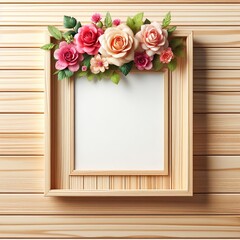 Template with wooden frame and floral ornaments
