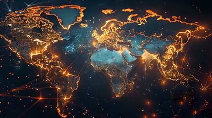 Mapping the Global Network: A Glowing Data Visualization