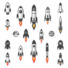 set of space icons Vector Change Background
