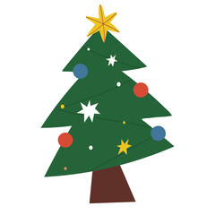 Festive decorative Christmas tree social ads template vector