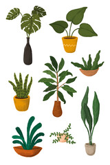 Indoor plants sticker collection