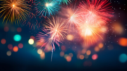 Fototapeta premium Fireworks background for celebration, holiday celebration concept