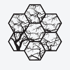 Tree of Life Hexagon Wall Decor Laser Cut Design