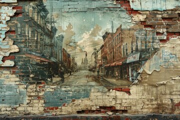 Amidst the weathered bricks, a mural of bustling city life emerges, each brushstroke depicting the relentless rhythm of work.