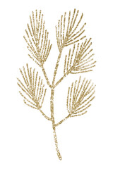 Glittery pine branch element transparent png