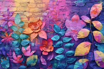 Vibrant hues dance across the aged wall, illustrating the harmony of teamwork in a flourishing garden of productivity.