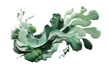 Jade and moss paint stroke on solid white background, generative AI - obrazy, fototapety, plakaty