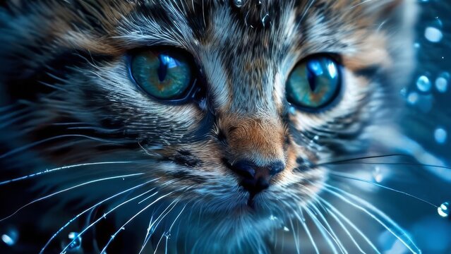 Detailed view of polydactyl kitten with vet.