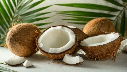 Fototapeta na wymiar Natural Beauty: Whole Coconuts Displayed on Pure White Background