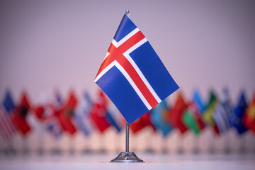 Iceland flag with a gray and clean background.
