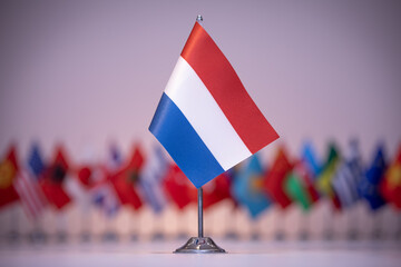 Netherlands flag with a gray and clean background. - Powered by Adobe